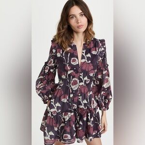 CLEOBELLA RAINEY MINI DRESS IN ABSTRACT PRINT LONG SLEEVES SIZE MEDIUM